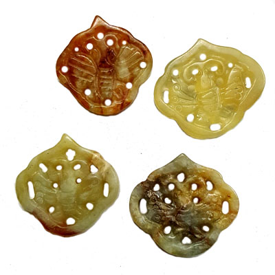 JADE SMALL PENDANT BUTTERFLY 28X30MM MULTI (4PCS)